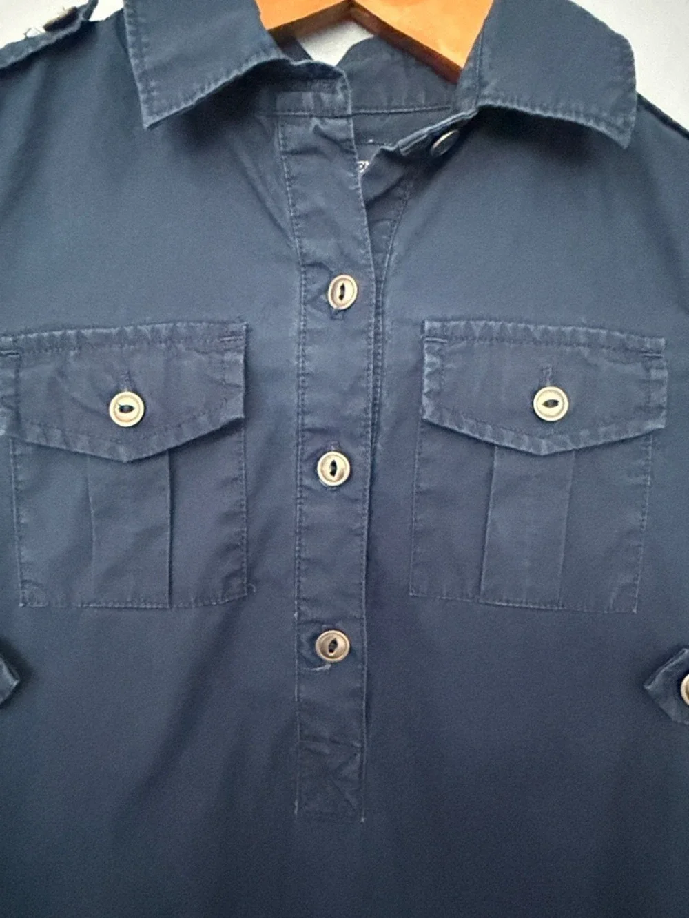 Polo Ralph Lauren Girls Navy Shirt Dress Size 4 Button Front Ruffle Hem Classic